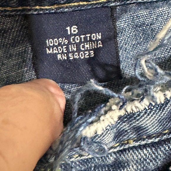 VTG Upcycled Junior Girl Jeans Boot Cut Low Waist Embroidered Size 16 Tied Zip - Picture 8 of 10